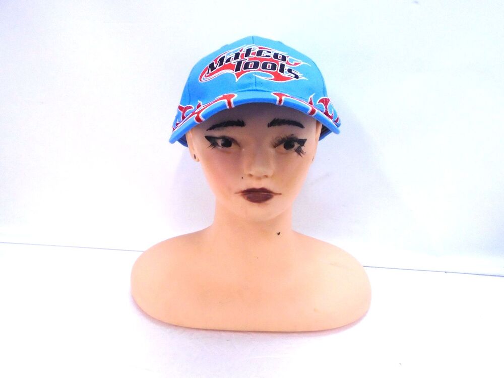 Matco Tools Hat Baseball Cap Flames Y2K Blue Spell Out Graphic Strap Back